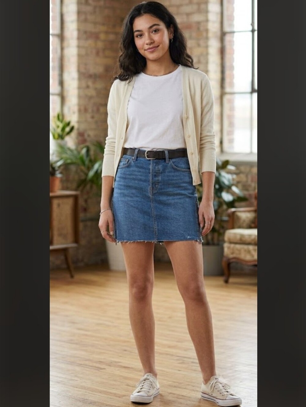 Forever 21 Blue Denim Mini Skirt with Raw Hem